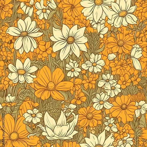 Wallpaper Mural Seamless Beautiful Floral Texture Flower Generative AI Torontodigital.ca