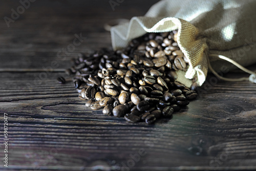 coffee beans in a sack photo