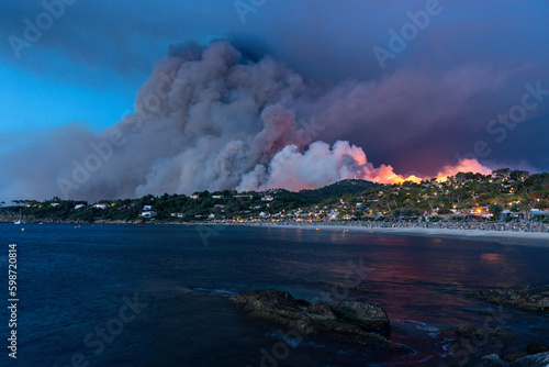 July 26, 2017 - Bormes Les Mimosas, Côte d’Azur, France - forest fire in the south of france photo