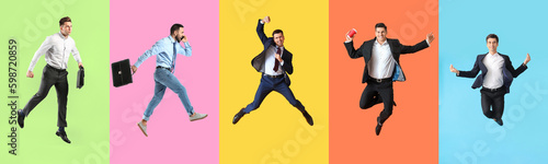 Set of jumping businessmen ...