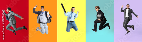Group of jumping businessme...