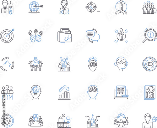 Advisory Board line icons collection. Strategy, Expertise, Guidance, Insight, Leadership, Direction, Innovation vector and linear illustration. Mentors,Experience,Nerking outline signs Generative AI