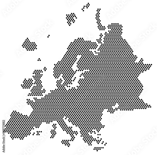 Isolated conceptual map of Europe from dots. The territory of the European part of the continent. geographical abstraction is made with dots.