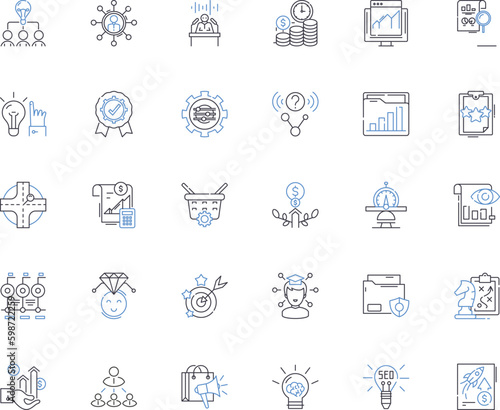 Brand Development line icons collection. trategy, Positioning, Identity, Messaging, Image, Reputation, Differentiation vector and linear illustration. Recognition, Consistency, Generative AI