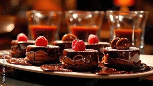 Chocolate pastry with fruits and berries