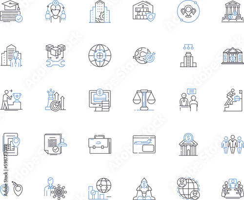 Administration Management line icons collection. Efficiency, Organization, Coordination, Delegation, Supervision, Communication, Planning vector and linear illustration. Generative AI