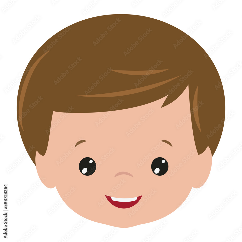 Cute boy face vector cartoon illustration