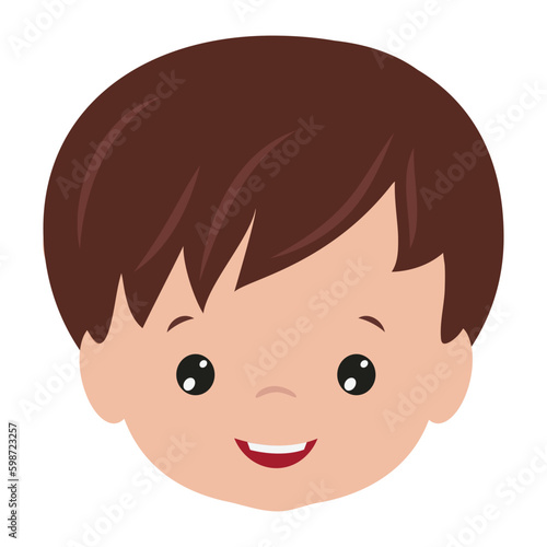 Cute boy face vector cartoon illustration