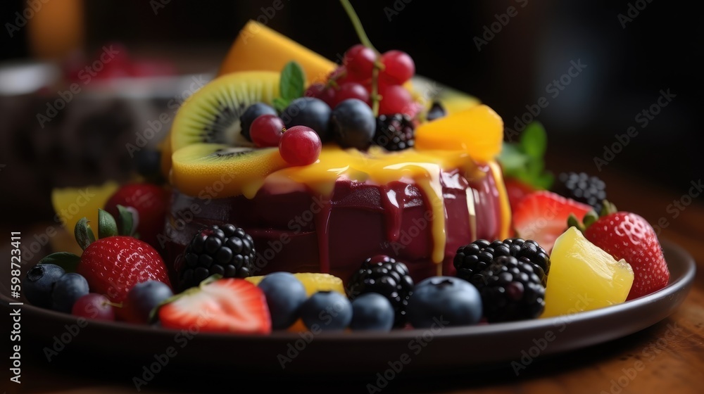 fruit cake with berries fruit cake with berries