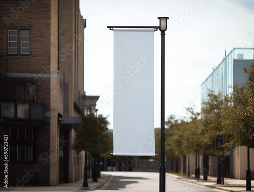 Mockup blank white street banner on cities. London, Amsterdam, Paris, Berlim Generative ai.