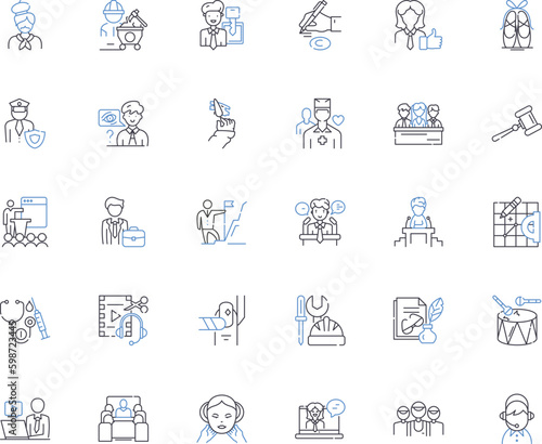 Tradespeople line icons collection. Craftsmanship, Skilled, Trades, Artistry, Expertise, Talent, Mastery vector and linear illustration. Precision,Proficient,Experienced outline signs Generative AI