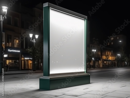 Billboard street mockup. Blank street advertising stand modern. Green, red, bus stop, Paris, New York, São Paulo, generative ai. Advertsign, marketing, billboard. 