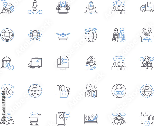 World economics line icons collection. globalization, trade, inflation, recession, development, investment, debt vector and linear illustration. capitalism,currency,poverty outline signs Generative AI