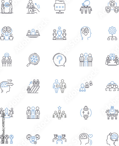 Unity alliance line icons collection. Collaboration, Solidarity, Partnership, Cooperation, Teamwork, Synergy, Union vector and linear illustration. Coalition,Harmony,Integration outline Generative AI