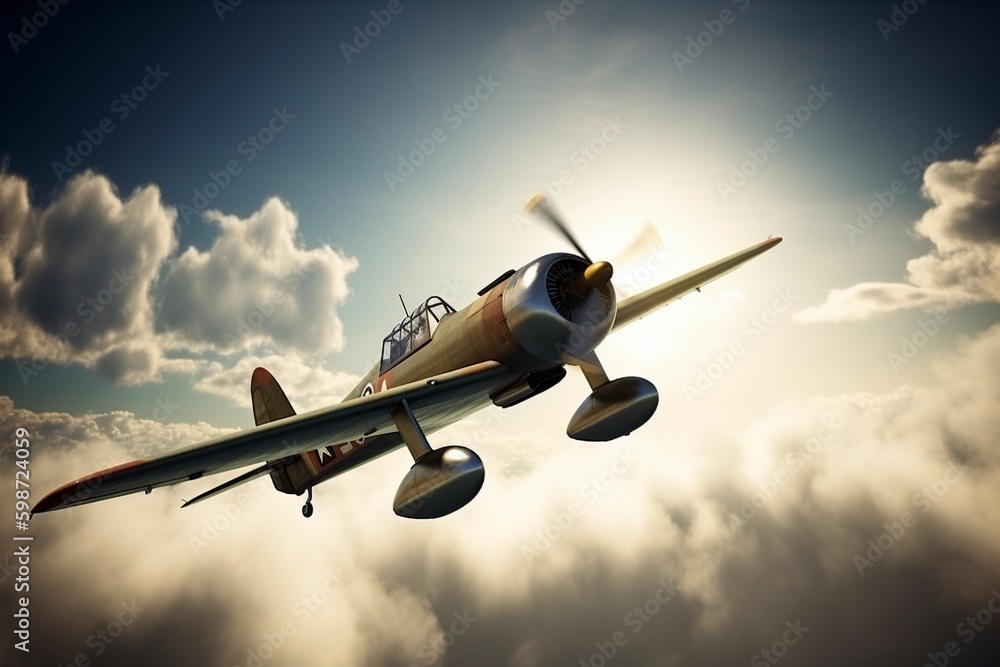Fototapeta premium an illustration, war plane in the sky, generative ai