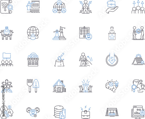 Tillage realm line icons collection. Plow, Cultivate, Soil, Furrow, Harrow, Disc, Tillage vector and linear illustration. Agriculture,Farming,Seedbed outline signs set Generative AI
