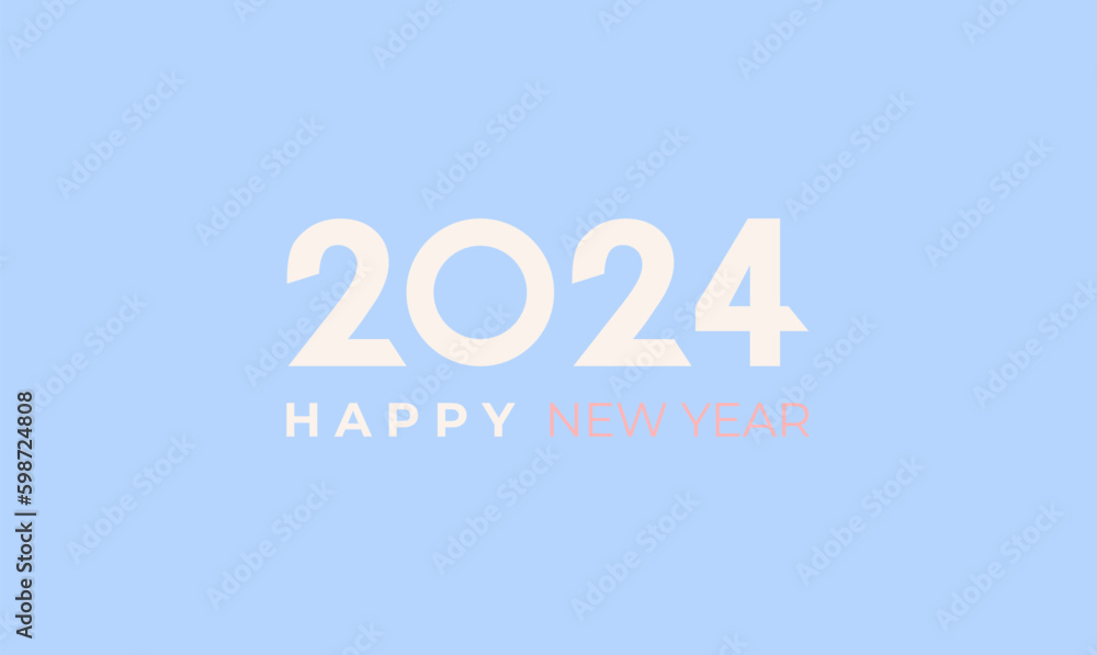2024 minimalistic background with text. Happy New Year greetings. Holiday banner, cover, background. Vector illustration concept 2024 minimalistic background with text. Happy New Year greetings. Holiday banner, cover, background. Vector illustration concept