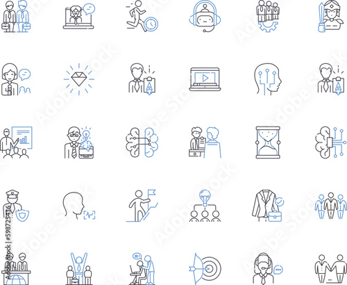 Work evolution line icons collection. Automation, Modernization, Adaptation, Flexibility, Innovation, Progression, Technology vector and linear illustration. Generative AI