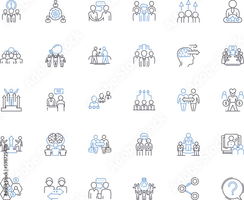 Tribe line icons collection. Connection, Unity, Community, Bond, Loyalty, Identity, Culture vector and linear illustration. Tradition,Belonging,Family outline signs set Generative AI