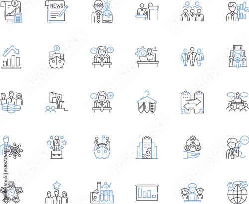 Technological foresight line icons collection. nnovation, Predictive, Disruptive, Advancement, Futuristic, Anticipation, Visionary vector and linear illustration. Insightful, Strategic, Generative AI