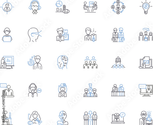 White-collar work line icons collection. Professional, Corporate, Managerial, Administrative, Executive, Business, Deskbound vector and linear illustration. Generative AI