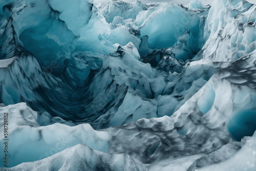 Glacier Iceberg Abstract in Grey and Glacier Icy Blue Created with Generative AI Technology