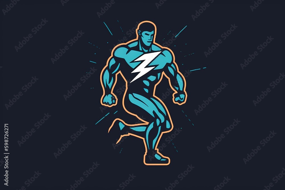 Athletic body and lightning logo. Generative AI. Athletic body and lightning logo. Generative AI.