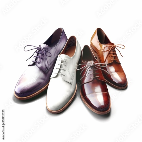 Watercolor illustration of shoes on a white background. Generative AI.