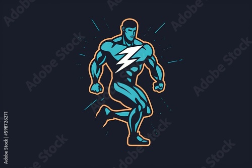 Athletic body and lightning logo. Generative AI.
