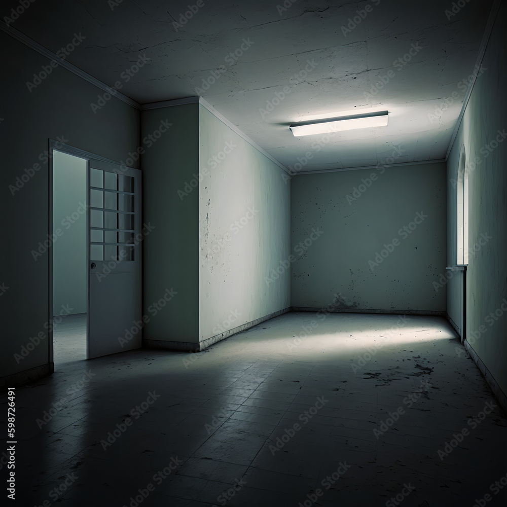 Liminal empty space with a shady look, 4k resolution illustration, AI generated. Liminal empty space with a shady look, 4k resolution illustration, AI generated.