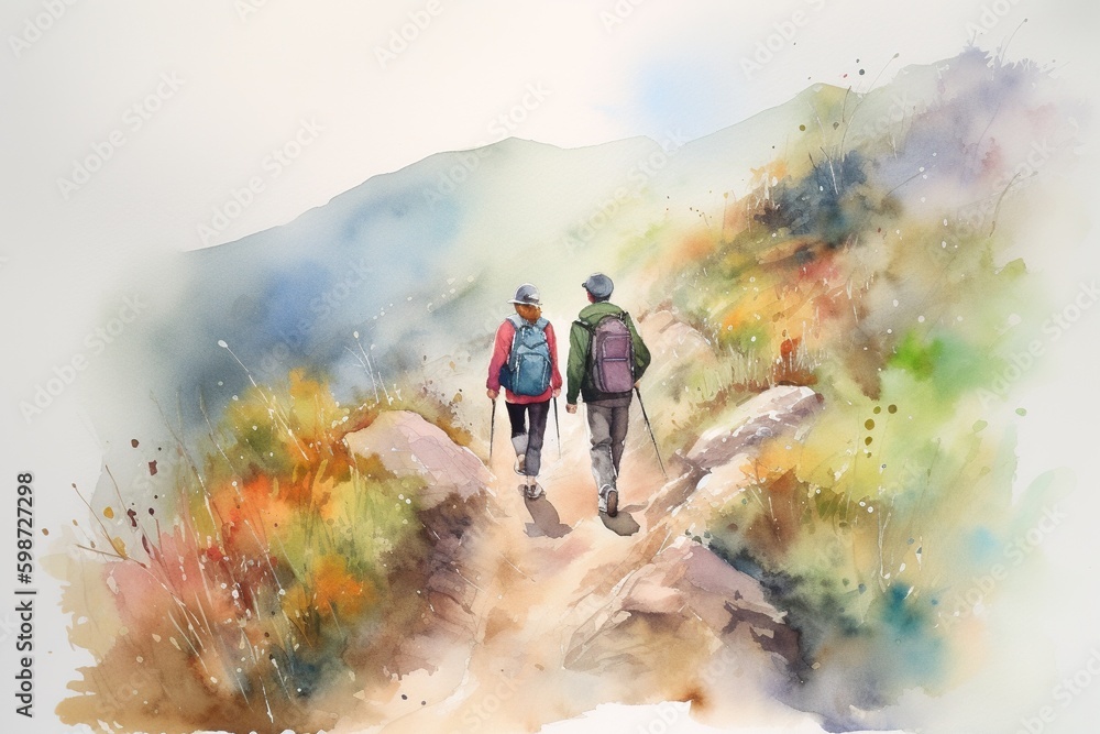 A couple goes on a hike. Generative AI. A couple goes on a hike. Generative AI.