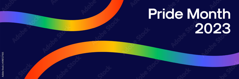 Obraz premium Pride Month Banner. Vector Design Concept for LGBTQ Pride Month Web Banner with Rainbow Pride Flag Gradient Illustration. 