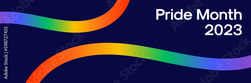 Pride Month Banner. Vector Design Concept for LGBTQ Pride Month Web Banner with Rainbow Pride Flag Gradient Illustration. 
