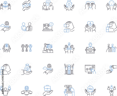 Renewal line icons collection. Revitalization, Regeneration, Rejuvenation, Transformation, Refreshment, Restoration, Reinvention vector and linear illustration. Generative AI
