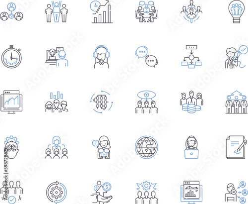 Organizational direction line icons collection. Goals, Vision, Strategy, Mission, Leadership, Objectives, Purpose vector and linear illustration. Planning,Alignment,Focus outline signs Generative AI