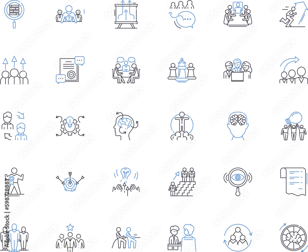 Professional development line icons collection. Learning, Growth, Training, Skills, Improvement, Advancement, Success vector and linear illustration. Development,Nerking,Leadership Generative AI