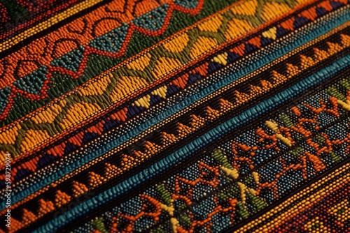 Close-up of a traditional African textile. generative AI