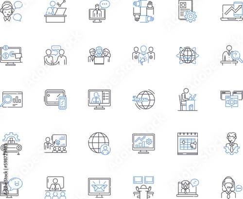 Organization staff line icons collection. Personnel, Employees, Team, Staffing, Workforce, Human capital, Associates vector and linear illustration. Colleagues,Crew,Members outline signs Generative AI