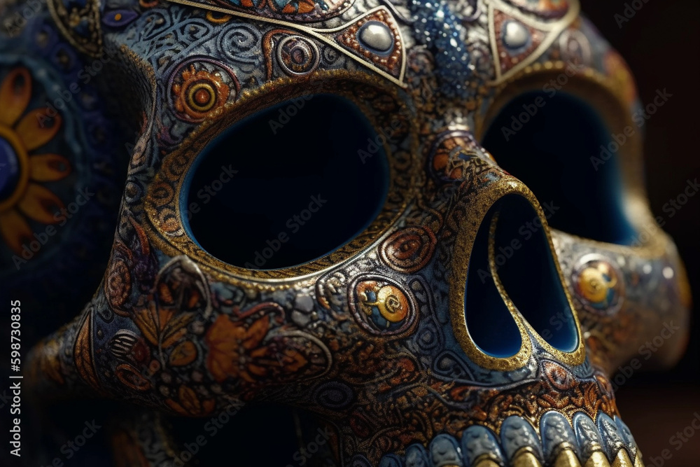 decorated sugar skull for Dia de los Muertos. generative AI decorated sugar skull for Dia de los Muertos. generative AI