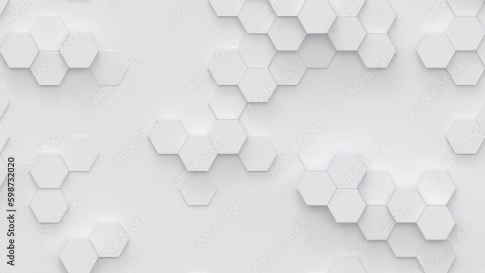 Abstract motion background from random moving white hexagons. Abstract honeycomb background. Lightweight, minimal, moving hex grid. Seamless loop animation Abstract motion background from random moving white hexagons. Abstract honeycomb background. Lightweight, minimal, moving hex grid. Seamless loop animation