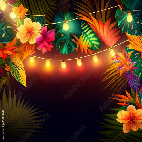 Tropical party Hawaiian luau, Havana nights, fiesta or backyard summer party graphic photo