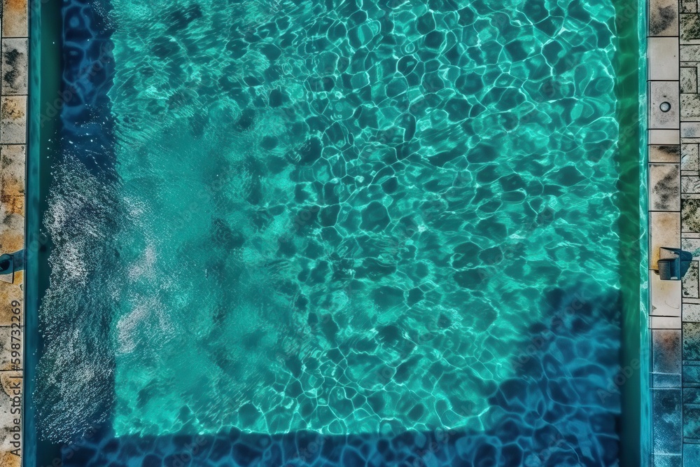 Top view of the pool and what is underwater in the pool, generative AI.