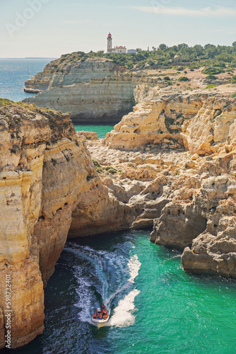 Portugal Algarve boat tour discovering the caves, Seven Hanging Valleys Trail, Alfanzina caves, Carvoeiro
