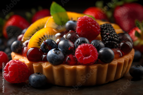 fruit tart with a variety of fresh fruits. generative AI