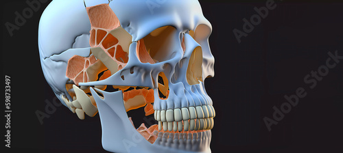 Human skull with teeth. human anatomy. Generative AI photo