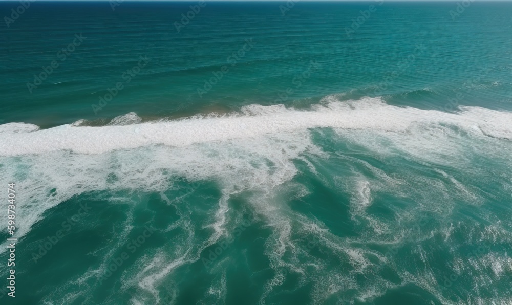 Fototapeta premium a large body of water with a wave coming towards the shore. generative ai