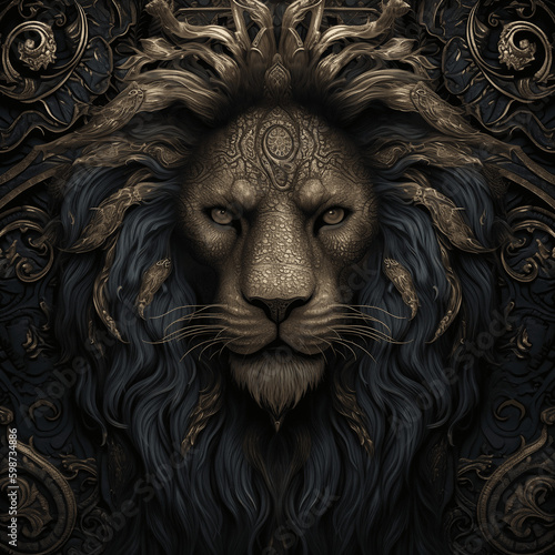 Portrait Of A Ornate Lion Statue