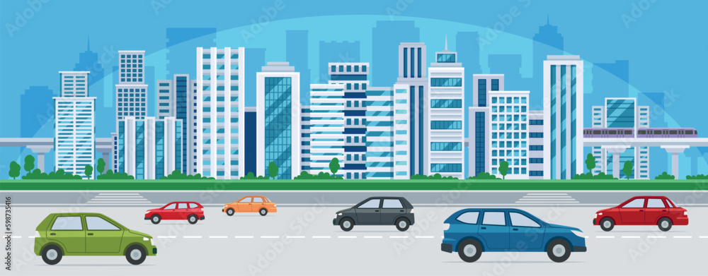 Cityscape with cars