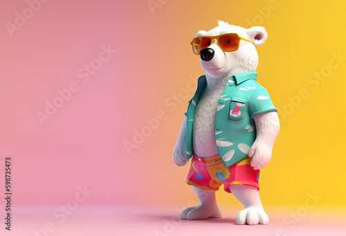 Cute Cartoon Polar Bear wea...