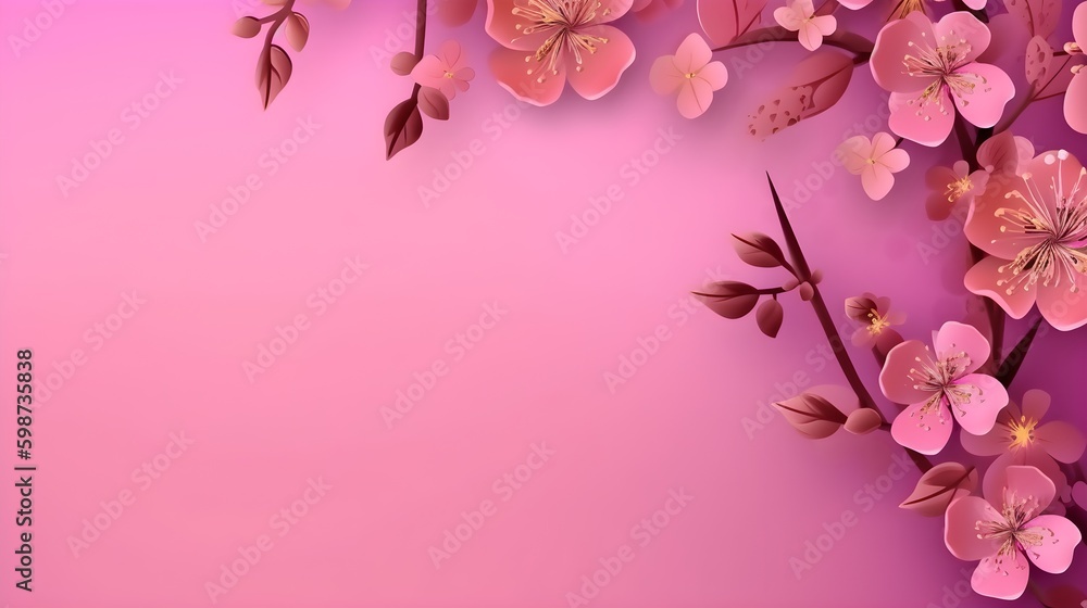 Fototapeta premium Flowers on pink background